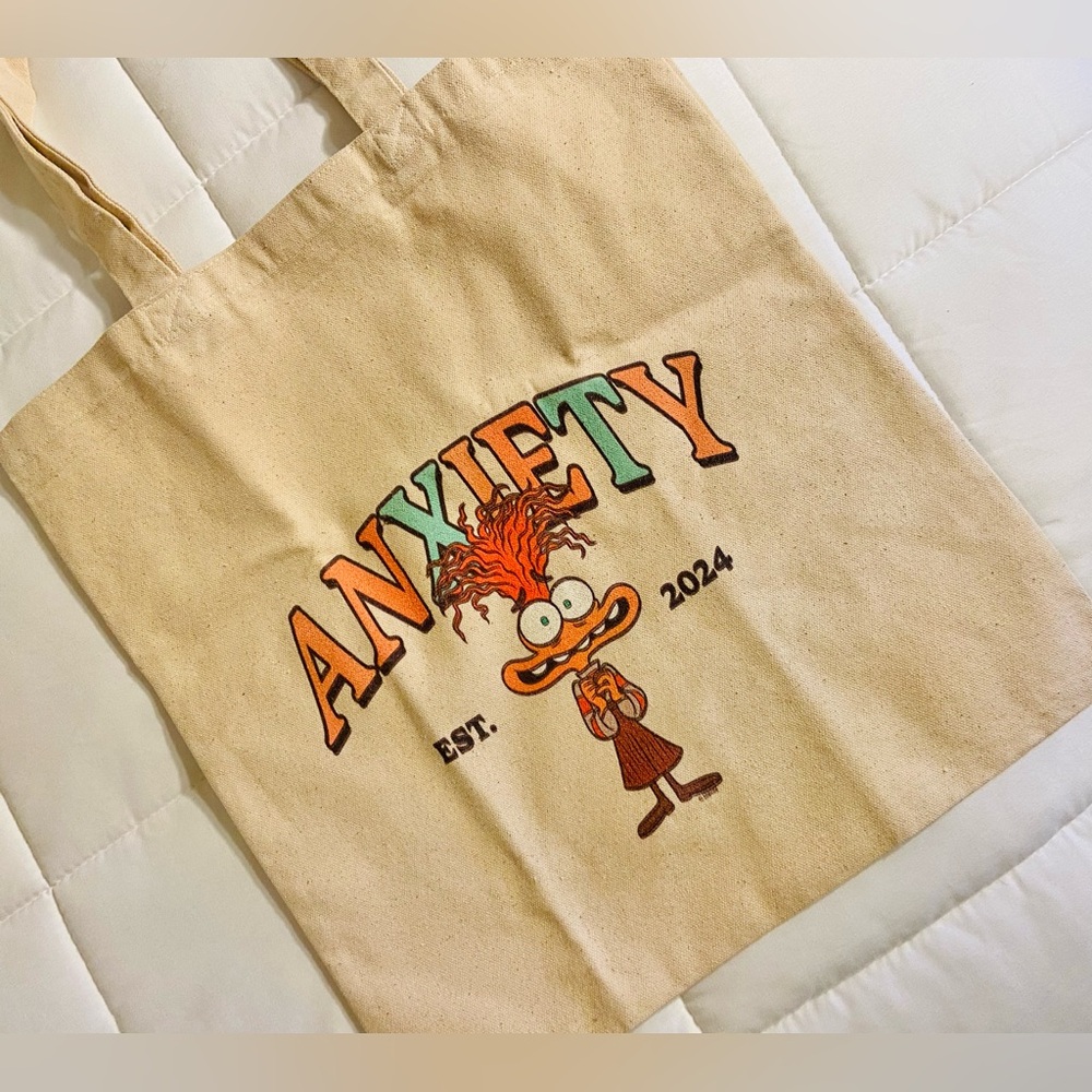 Disney Parks/Store Inside Out 2 pixar Canvas Tote Bag NEW Graphic Print Anxiety - Picture 4 of 5